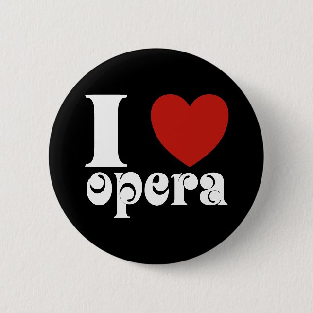 I Heart Opera Lovers Gift Button (Front)