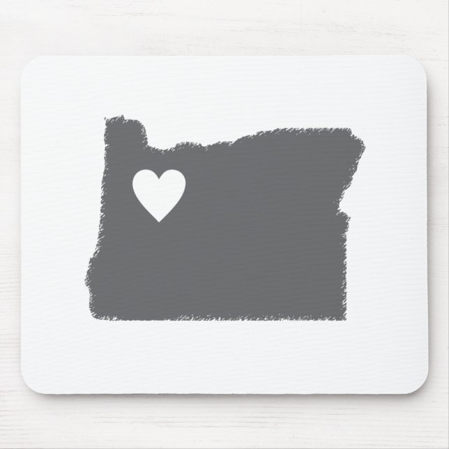 I Heart Oregon Grunge Look Outline State Love Mouse Pad (Front)