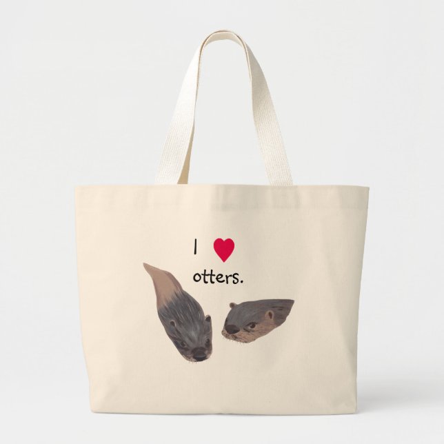 I heart otters canvas tote bags (Front)