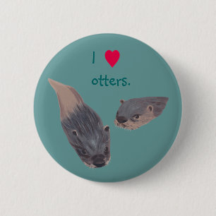 I heart otters pin on buttons