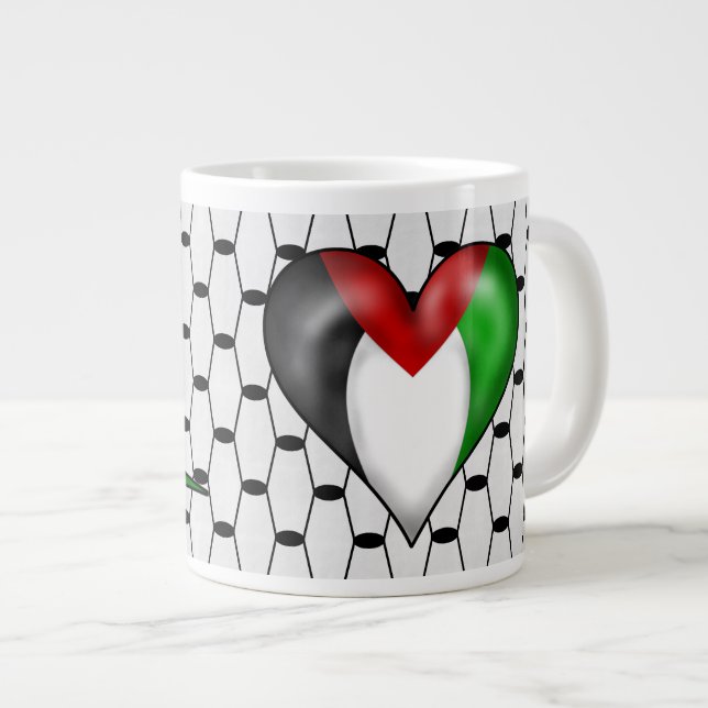 I Heart Palestine Large Coffee Mug (Front Right)