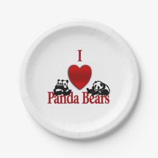 I Heart Panda Bears 7 Inch Paper Plate