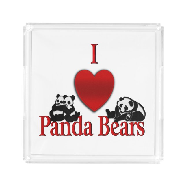 I Heart Panda Bears Acrylic Tray (Front)