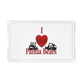 I Heart Panda Bears Acrylic Tray