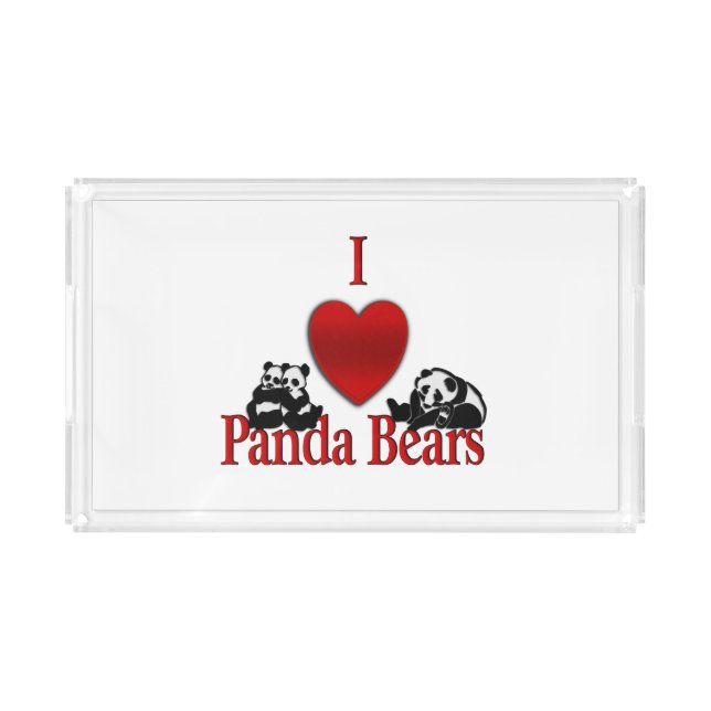 I Heart Panda Bears Acrylic Tray (Front)