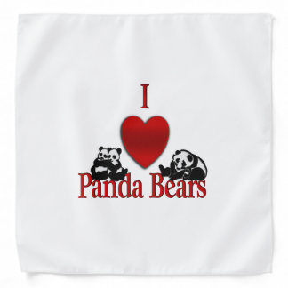 I Heart Panda Bears Bandana