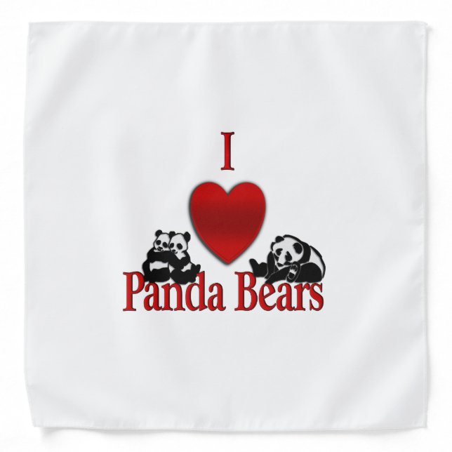 I Heart Panda Bears Bandana (Front)