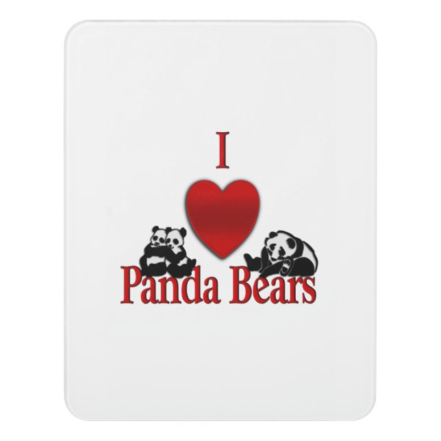 I Heart Panda Bears Door Sign (Contemporary Vert)