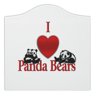 I Heart Panda Bears Door Sign