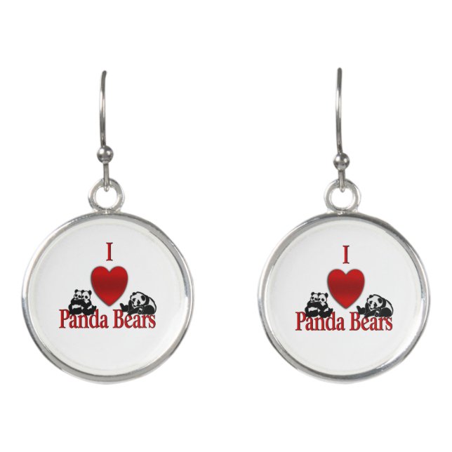 I Heart Panda Bears Earrings (Front)