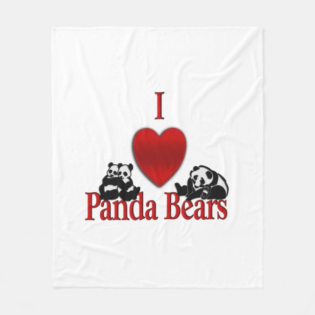 I Heart Panda Bears Fleece Blanket (Front)