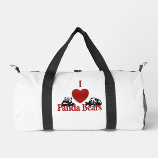 I Heart Panda Bears Fun Duffle Bag