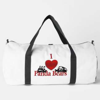 I Heart Panda Bears Fun Duffle Bag