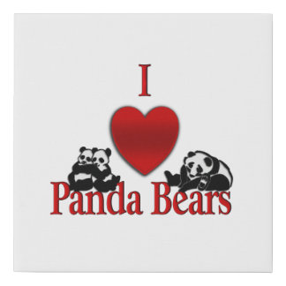 I Heart Panda Bears Fun Faux Canvas Print