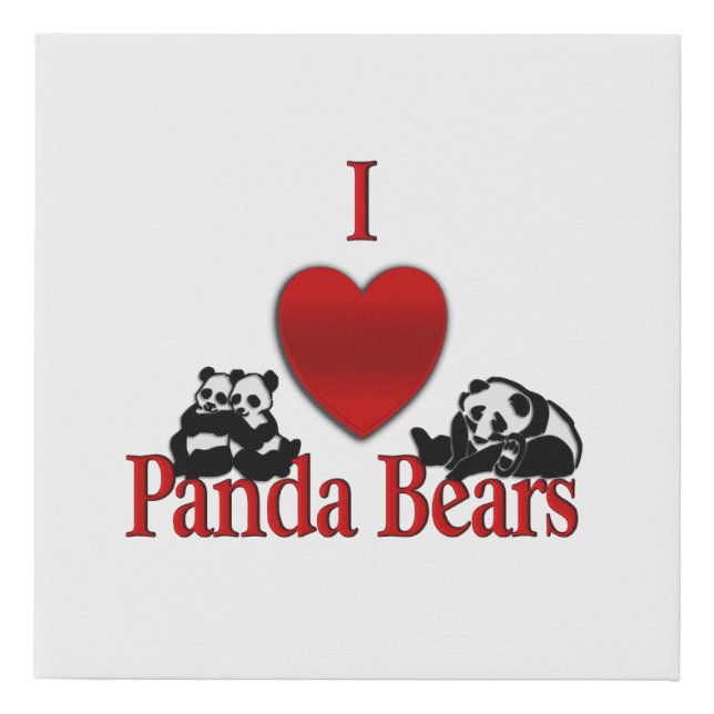 I Heart Panda Bears Fun Faux Canvas Print (Front)