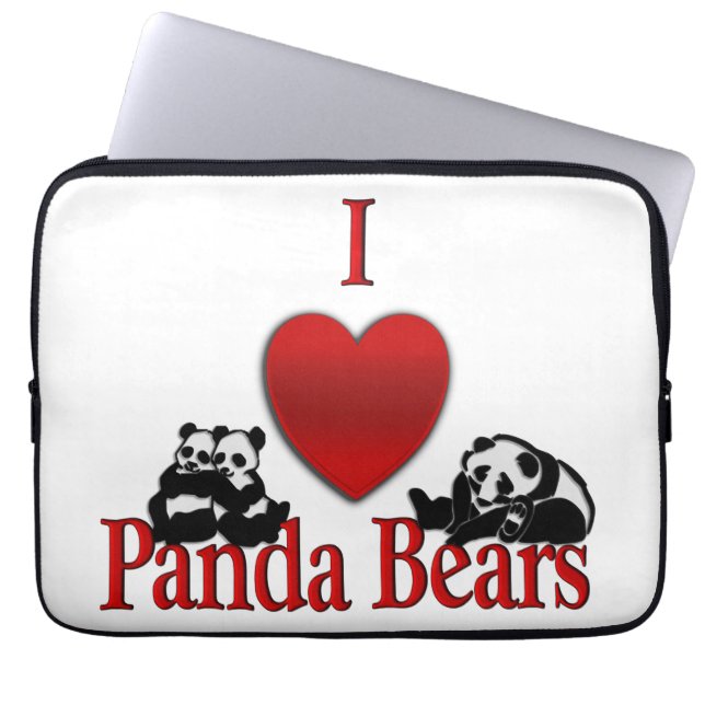 I Heart Panda Bears Fun Laptop Sleeve (Front)