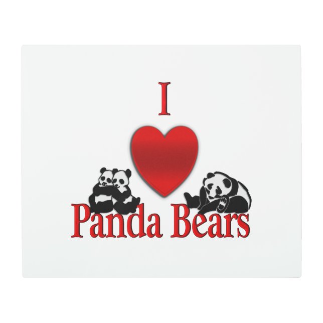 I Heart Panda Bears Fun Metal Print (Front)
