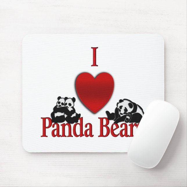 I Heart Panda Bears Fun Mouse Pad (With Mouse)