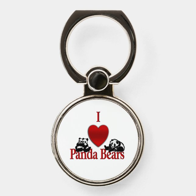 I Heart Panda Bears Fun Phone Ring Stand (Front)