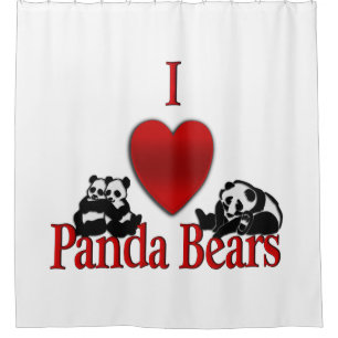 I Heart Panda Bears Fun Shower Curtain