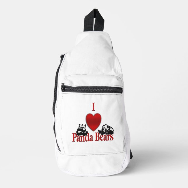 I Heart Panda Bears Fun Sling Bag (Front)