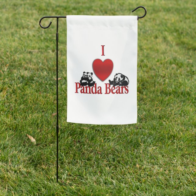 I Heart Panda Bears Garden Flag (In SItu)
