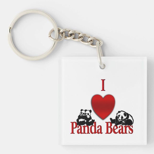 I Heart Panda Bears Keychain (Front)