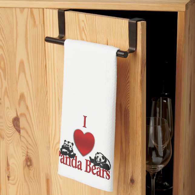 I Heart Panda Bears Kitchen Towel (Thirds Fold)