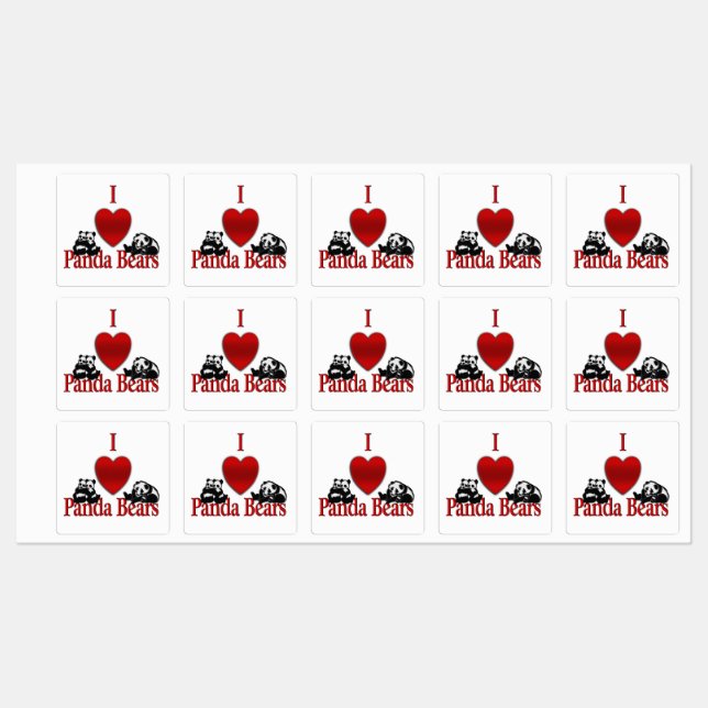 I Heart Panda Bears Labels (Sheet)