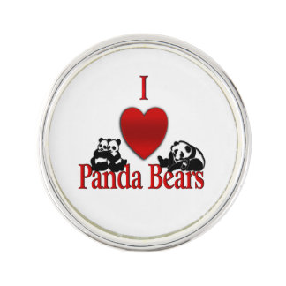 I Heart Panda Bears Lapel Pin