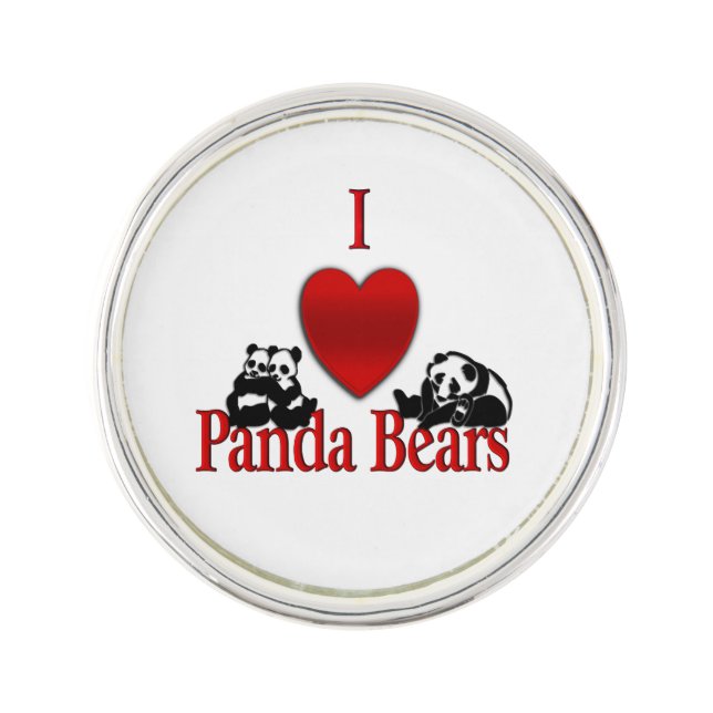 I Heart Panda Bears Lapel Pin (Front)