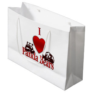 I Heart Panda Bears Large Gift Bag
