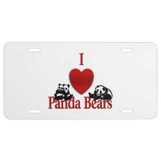I Heart Panda Bears License Plate