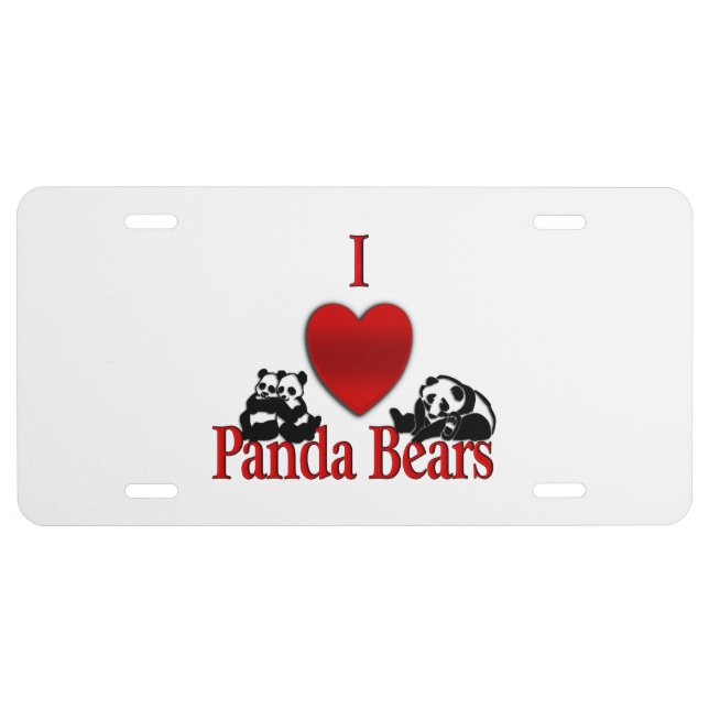 I Heart Panda Bears License Plate (Front)