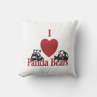 I Heart Panda Bears Outdoor Pillow