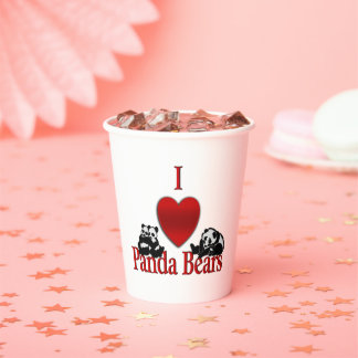 I Heart Panda Bears Paper Cups