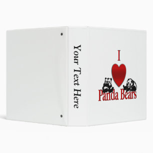 I Heart Panda Bears Personal 3 Ring Binder