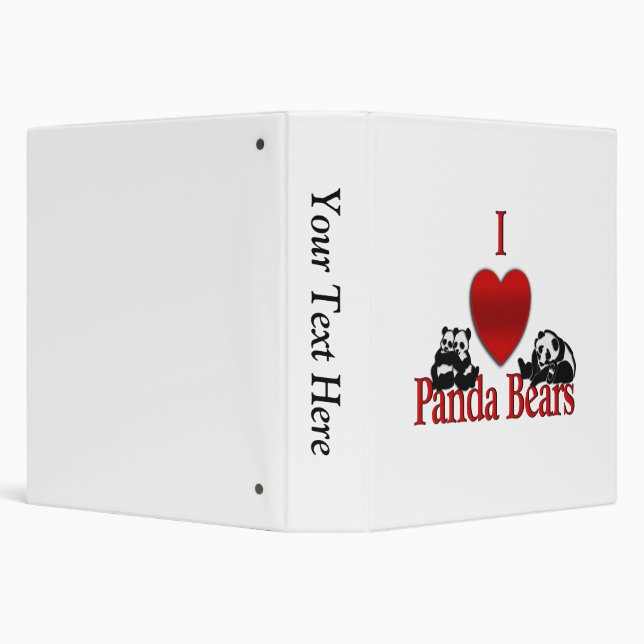I Heart Panda Bears Personal 3 Ring Binder (Background)