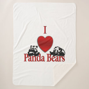 I Heart Panda Bears Sherpa Blanket
