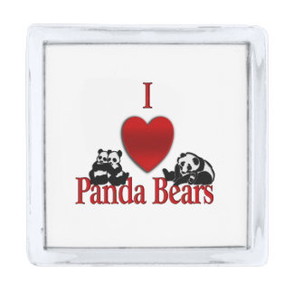 I Heart Panda Bears Silver Finish Lapel Pin