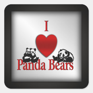 I Heart Panda Bears Square Sticker