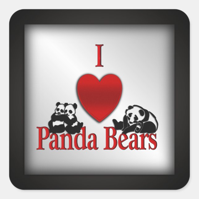 I Heart Panda Bears Square Sticker (Front)