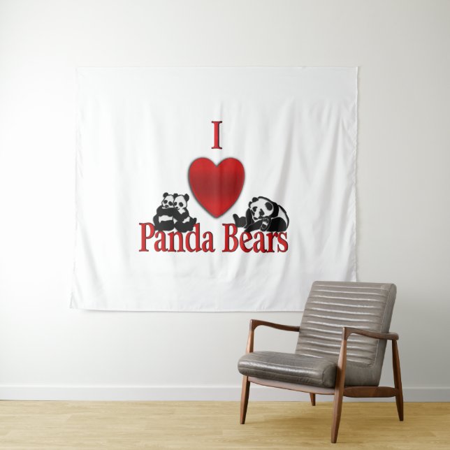 I Heart Panda Bears Tapestry (In Situ (Horizontal))
