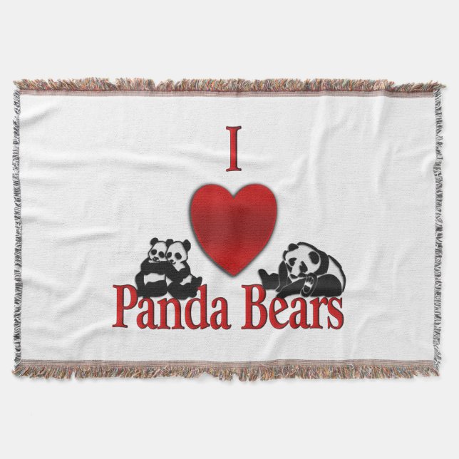 I Heart Panda Bears Throw Blanket (Front)