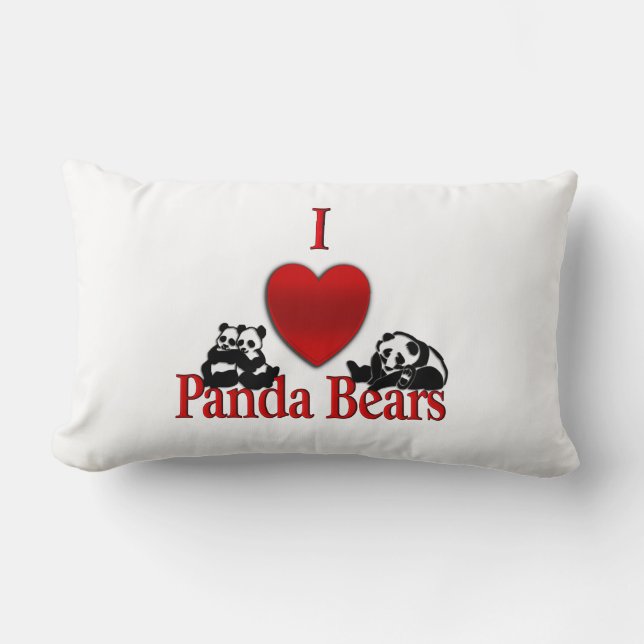 I Heart Panda Bears Throw Pillow (Front)