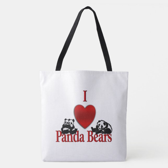 I Heart Panda Bears Tote Bag (Front)