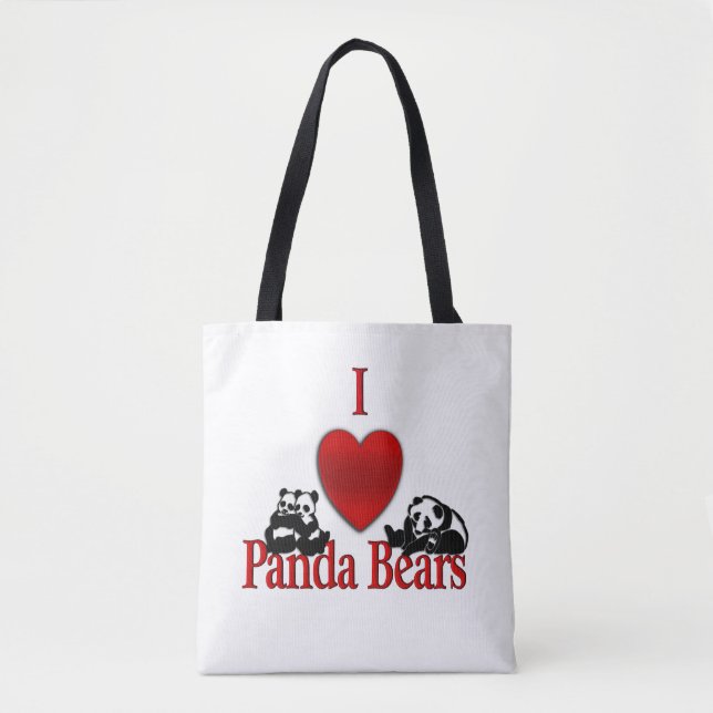I Heart Panda Bears Tote Bag (Front)