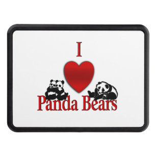 I Heart Panda Bears Tow Hitch Cover
