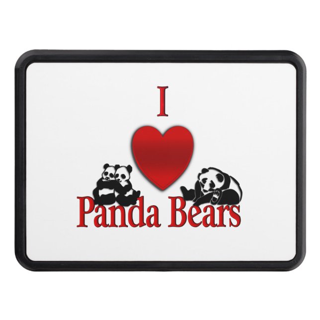 I Heart Panda Bears Tow Hitch Cover (Front)