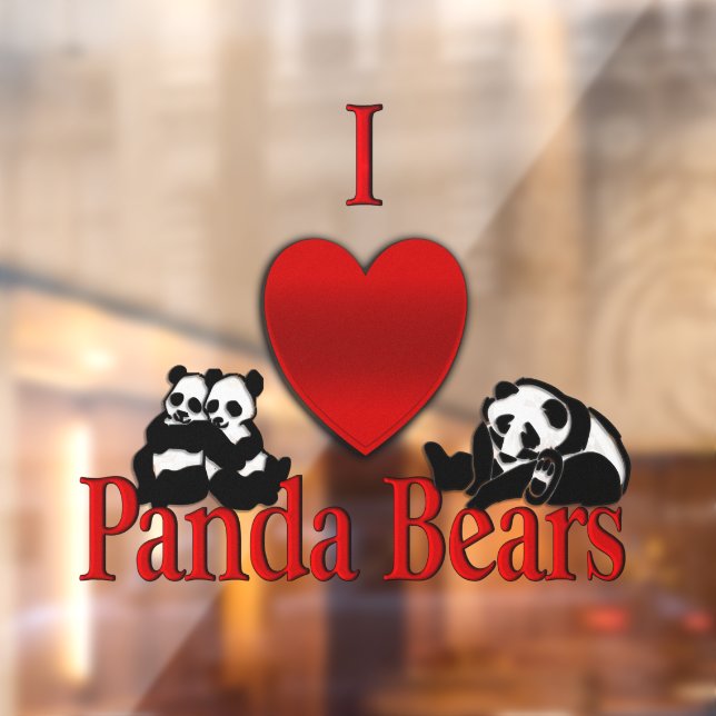 I Heart Panda Bears Window Cling (Sheet 2)
